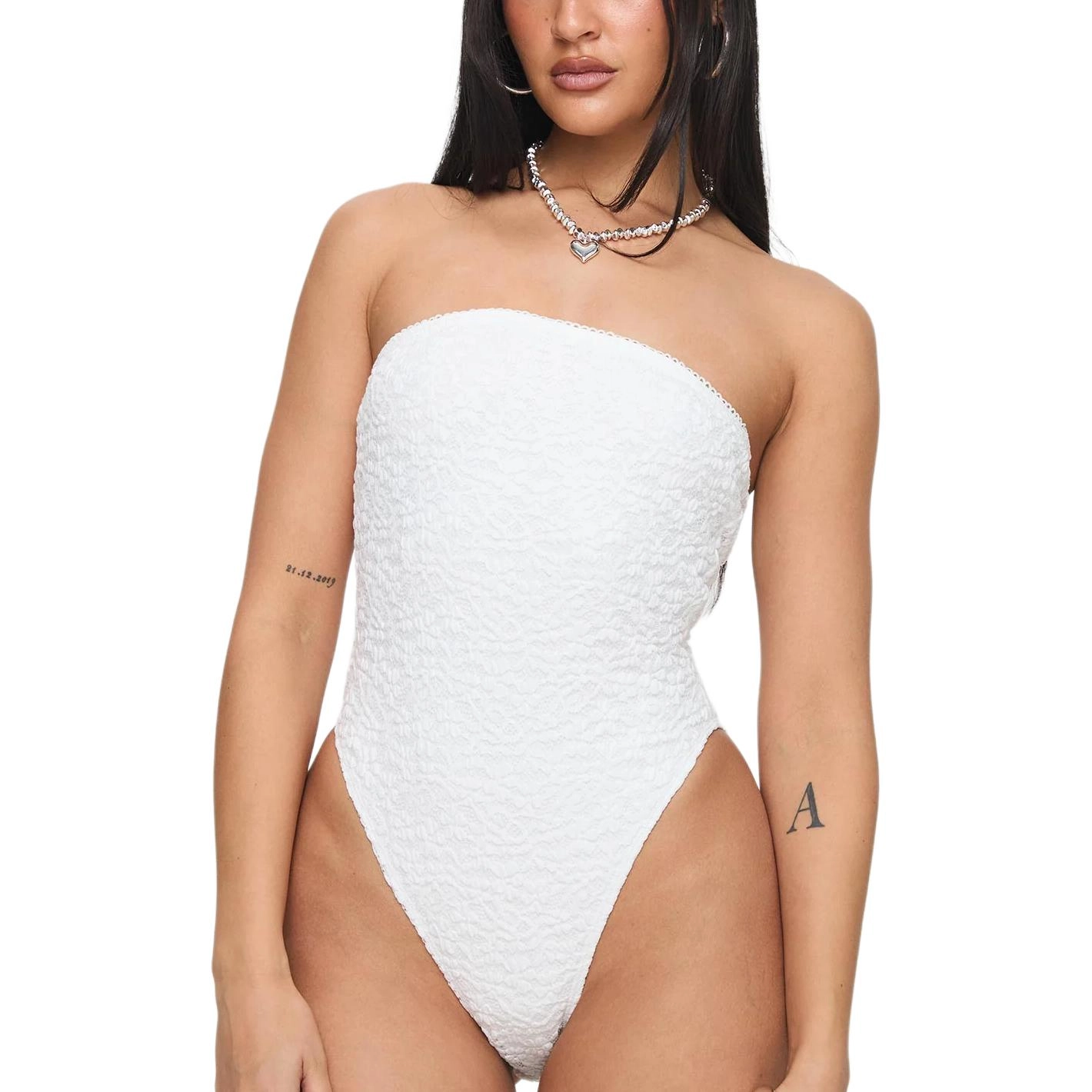 PRINCESS POLLY BRISTLE STRAPLESS BODYSUIT WHITE