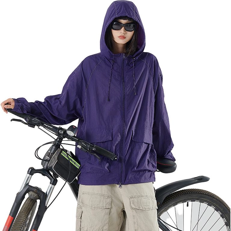 欧迪芬 纯色冰丝连帽轻薄透气登山服防晒服 男女同款