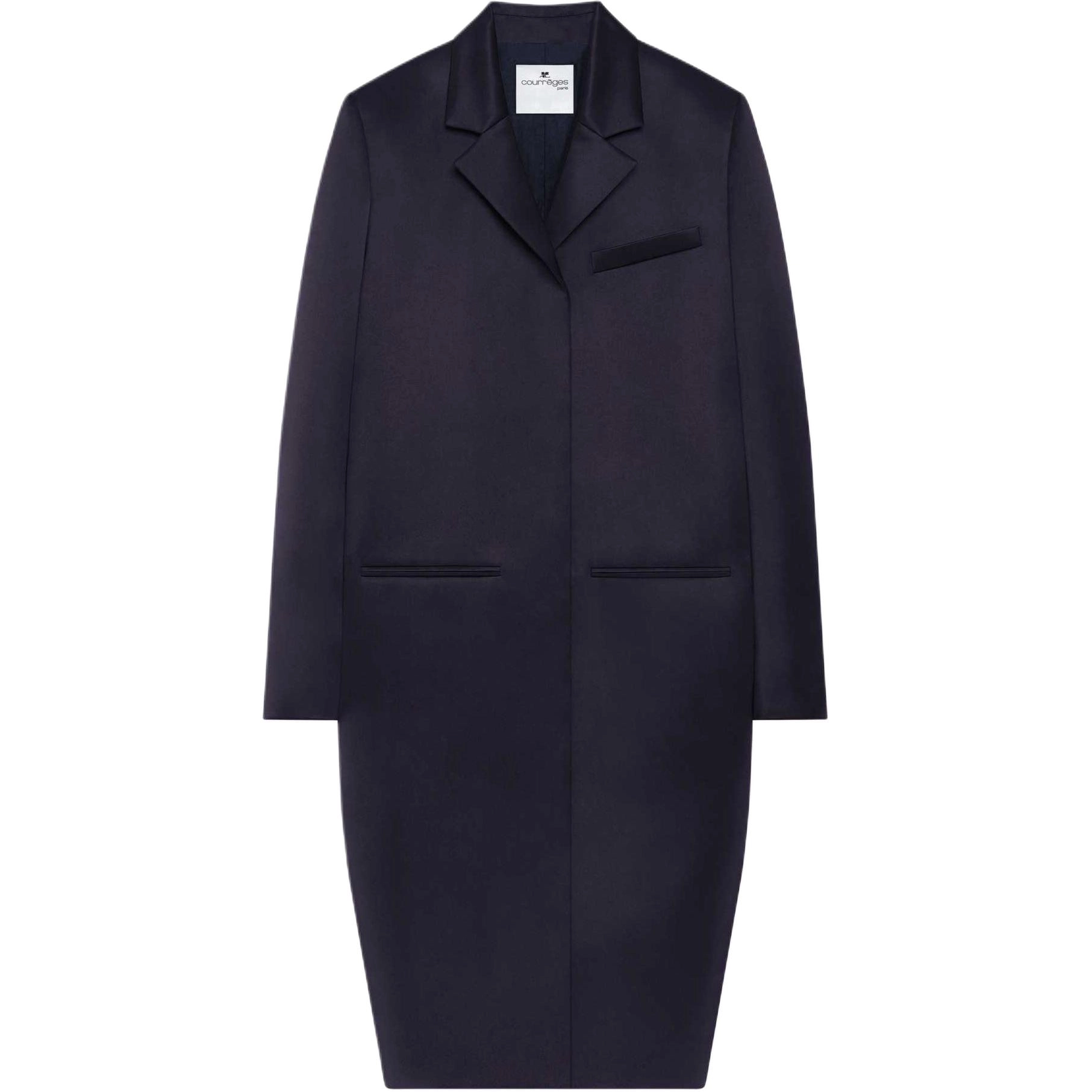 COURREGES SS25 HERITAGE BELTED SATIN COAT Abyss