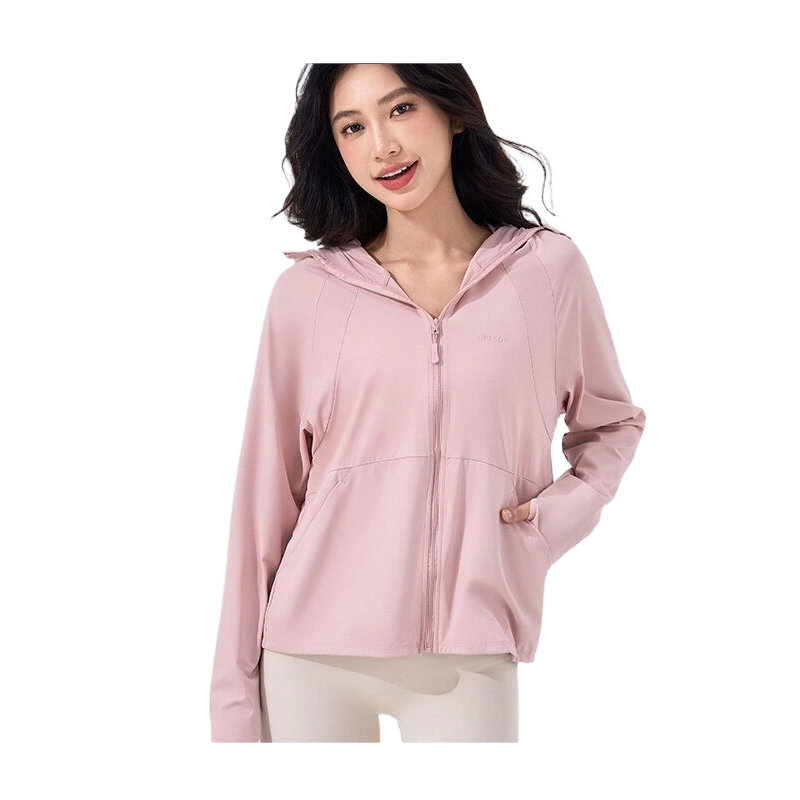玉儿恋 简约舒适休闲透气薄款长袖连帽防晒服 女款