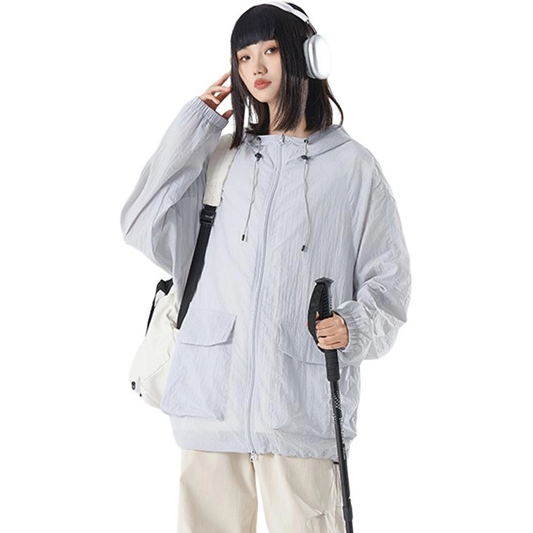 欧迪芬 纯色冰丝连帽轻薄透气登山服防晒服 男女同款
