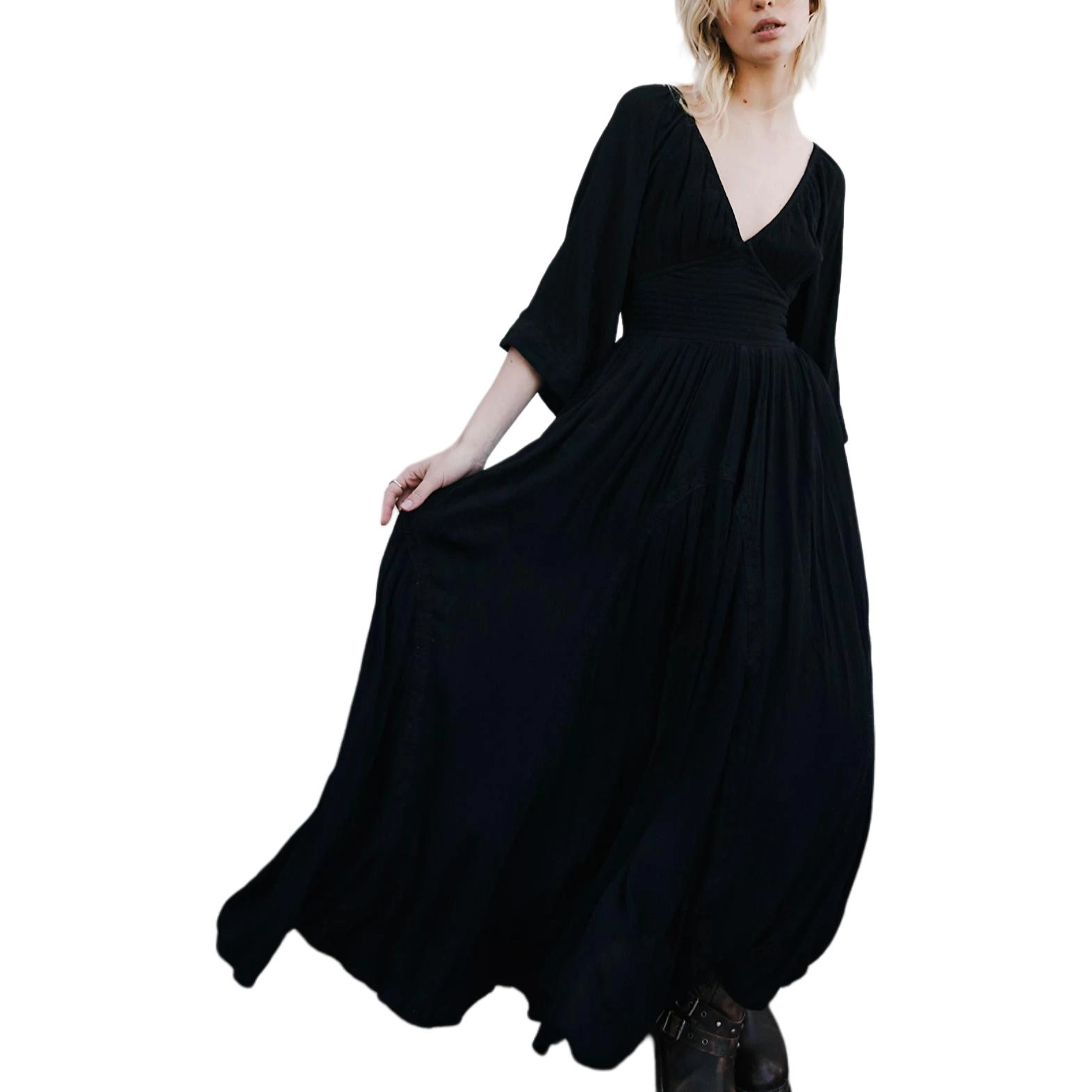 FREE PEOPLE Dixie Maxi V BLACK