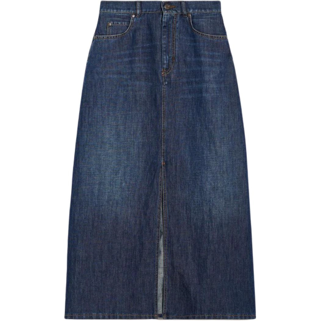 WEEKEND MaxMara Cotton Denim And Linen Skirt