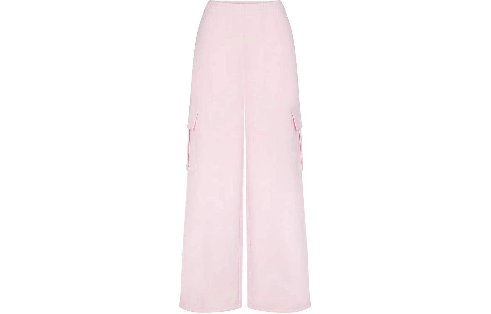 SKIMS COTTON FLEECE OVERSIZED CARGO PANT CHERRY BLOSSOM