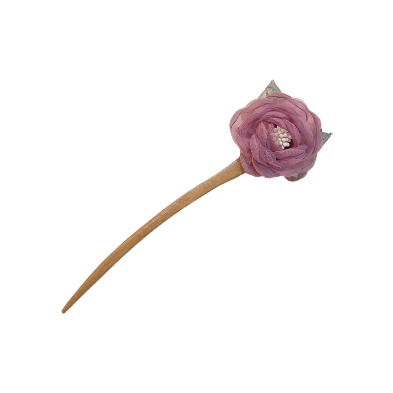 蒙妮 小清新玫瑰花 网纱/木 发簪 女款