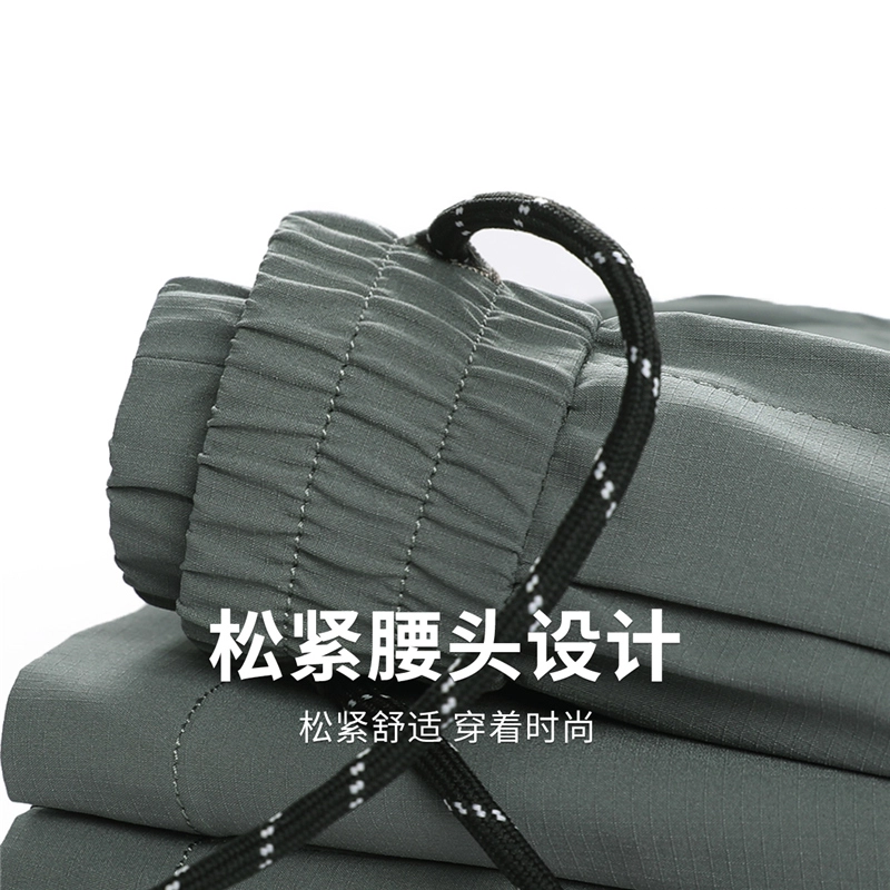 与狼共舞 速干弹力纯色简约宽松四面弹松紧腰五分休闲短裤 男款 灰绿色