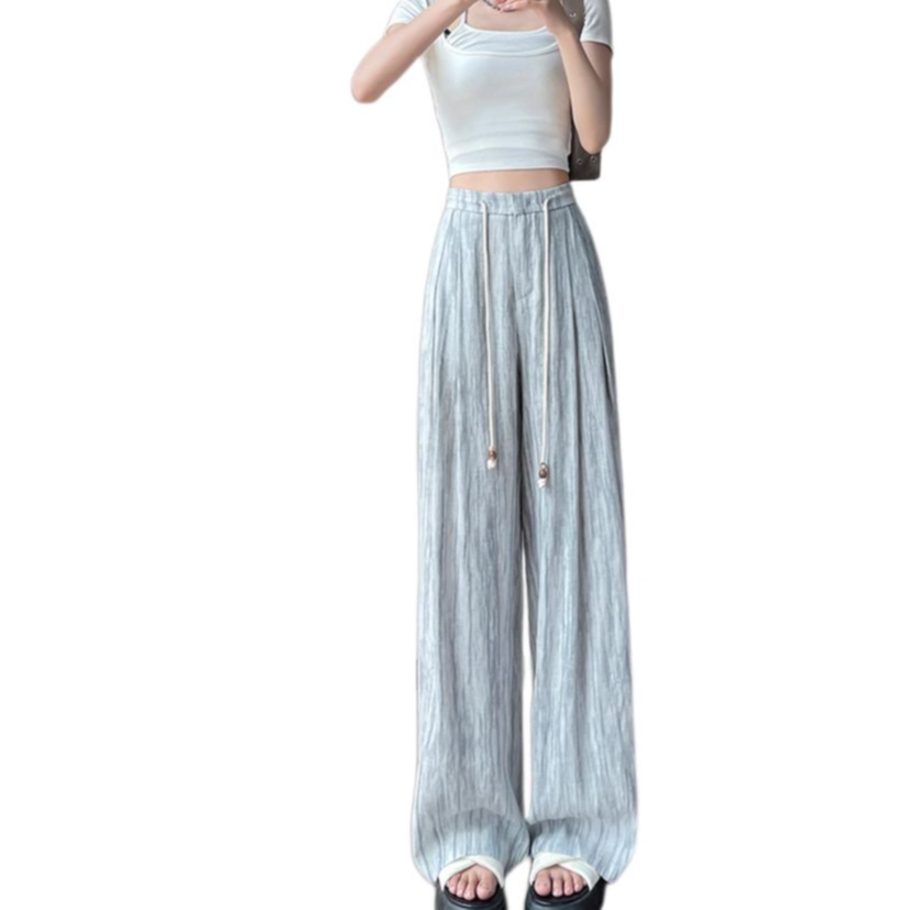 水中花 亚麻舒适百搭时尚阔腿休闲裤 女款