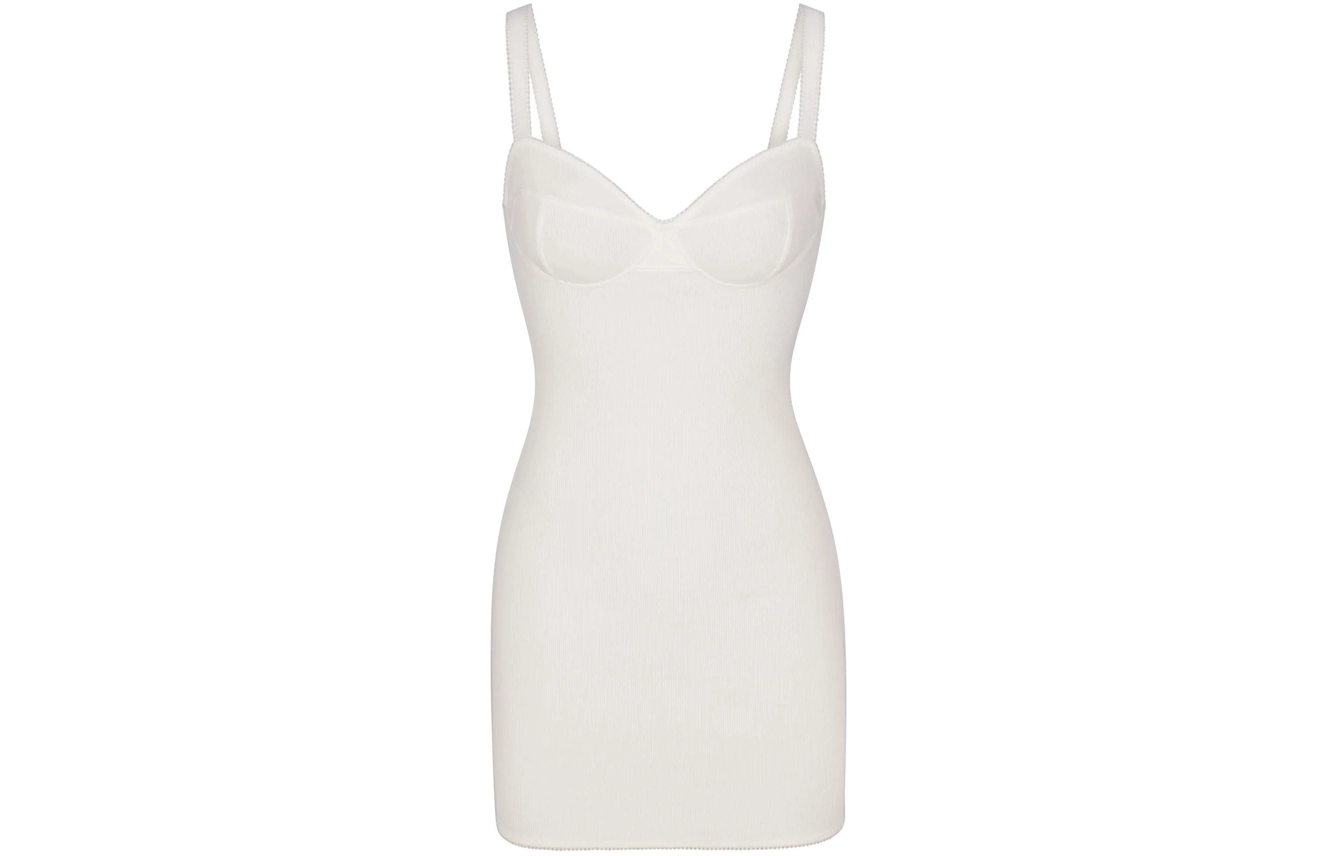 SKIMS COTTON RIB PICOT CAMI MINI DRESS MARBLE