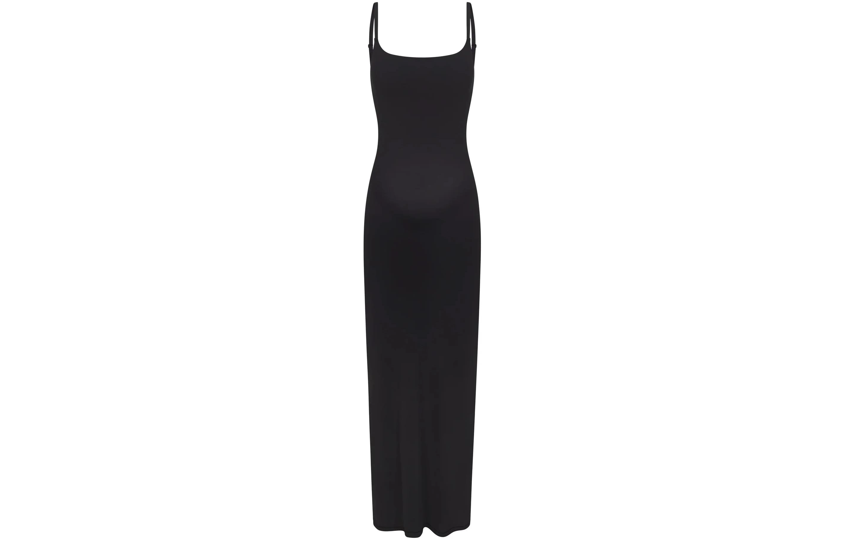 SKIMS FITS EVERYBODY MATERNITY LONG SLIP DRESS ONYX