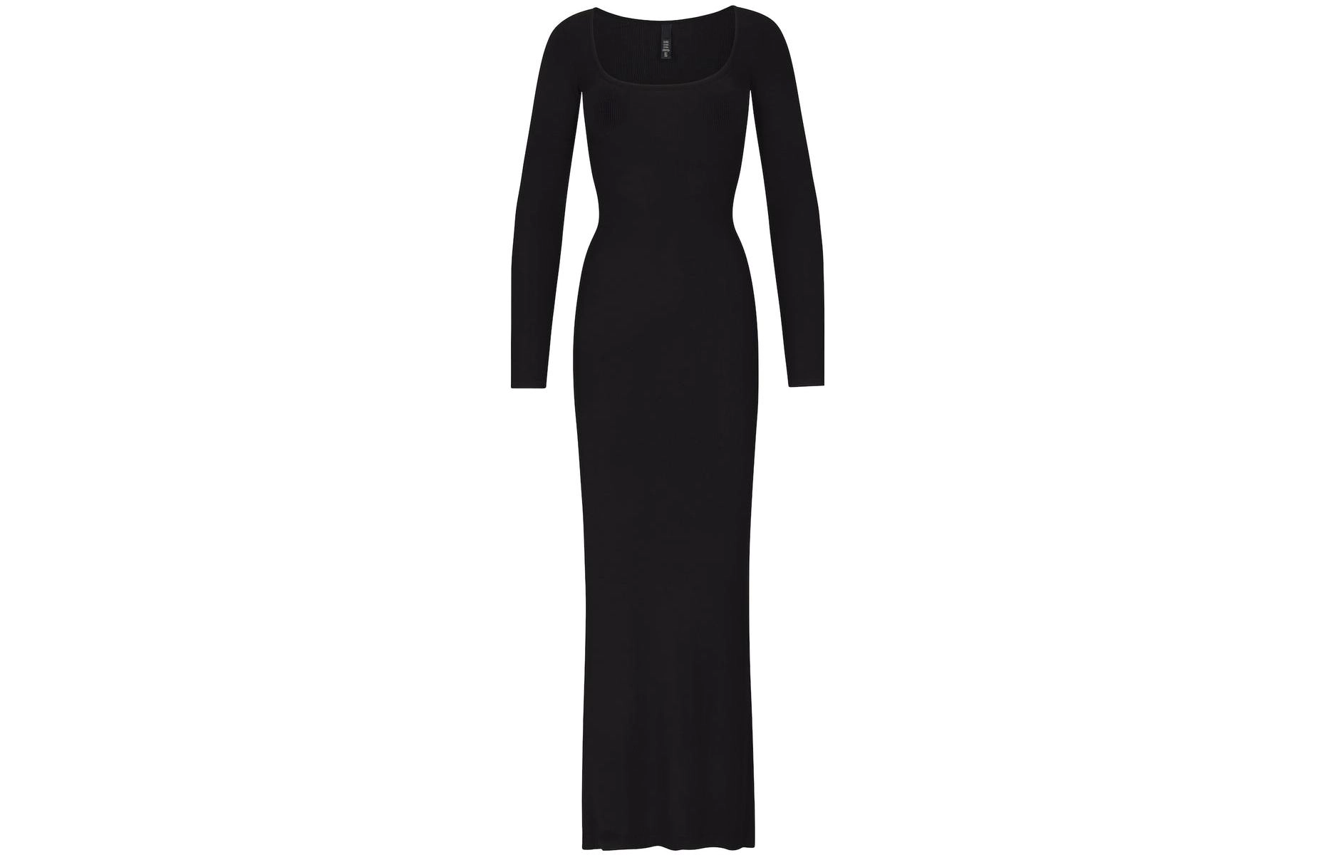 skims SOFT LOUNGE PETITE LONG SLEEVE DRESS ONYX