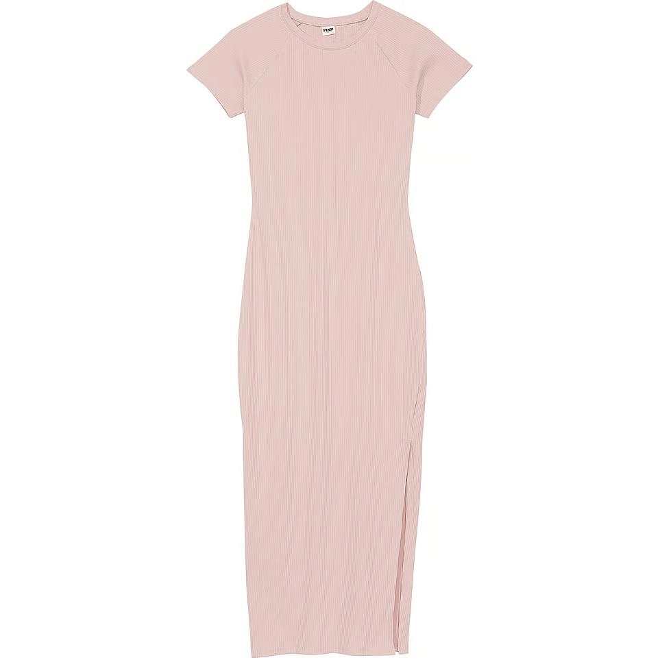 Victoria's Secret PINK CONTOUR RIBBED MIDI DRESS Wanna Be Pink