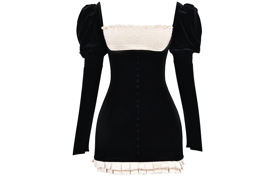 HOUSE OF CB AZARIABLACK VINTAGE CREAM MINI DRESS