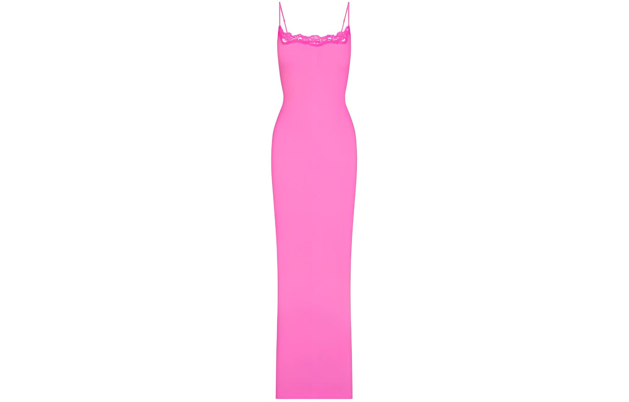 SKIMS FITS EVERYBODY LACE LONG SLIP DRESS TAFFY TONAL