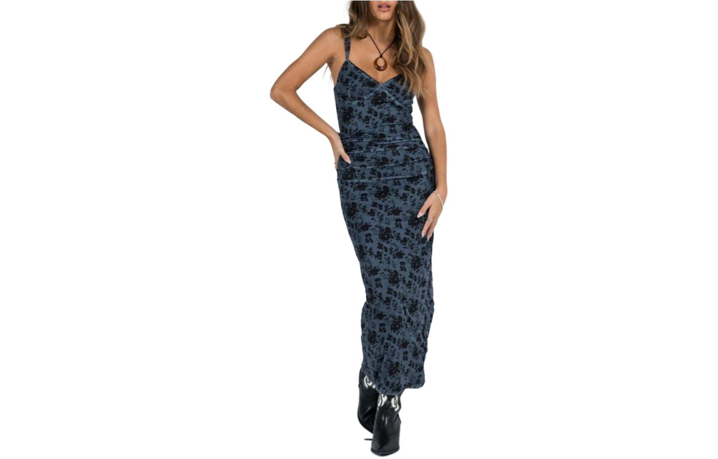 PRINCESS POLLY COTTER MAXI DRESS BLUE FLORAL BLUE FLORAL