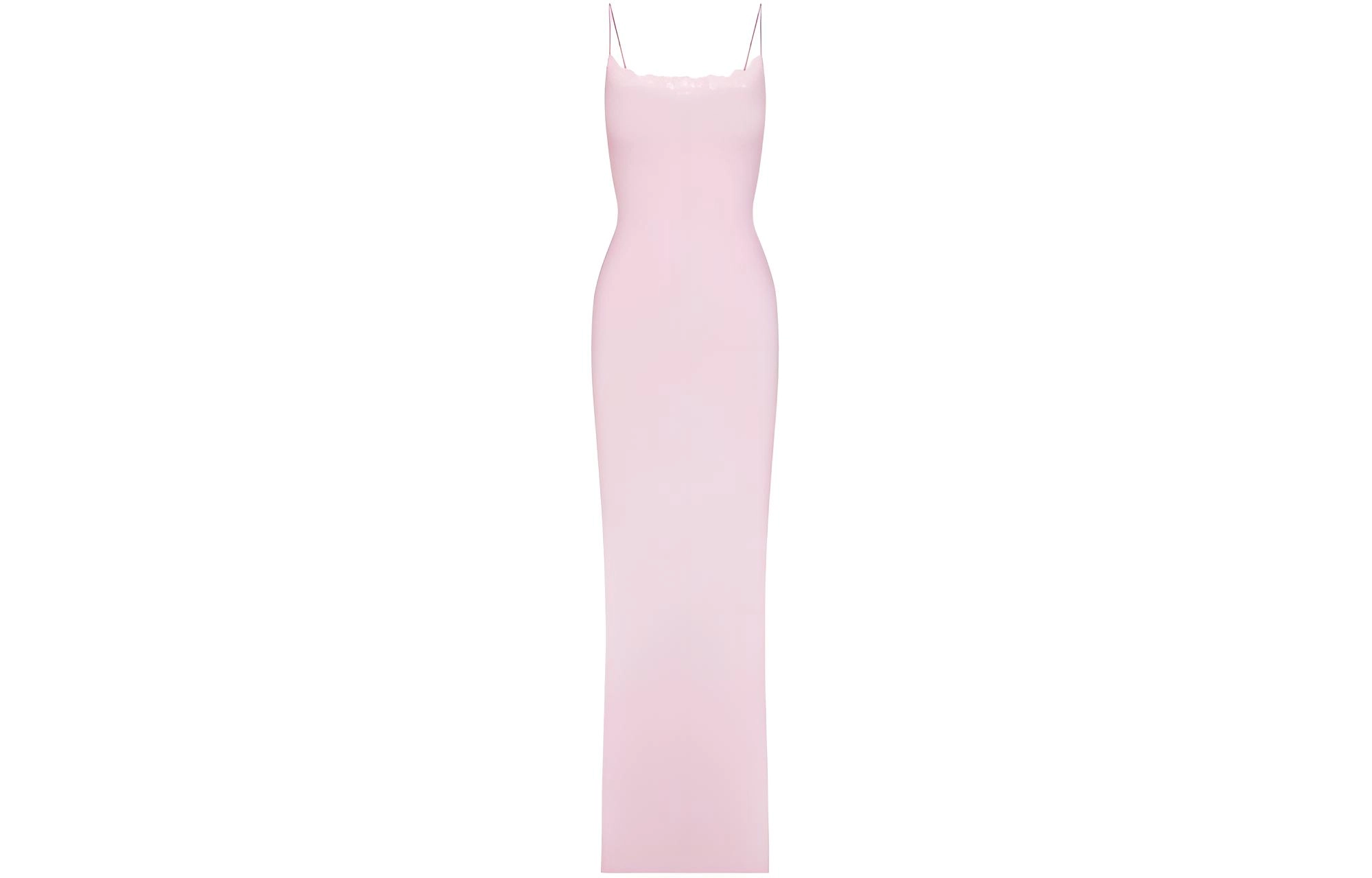 SKIMS FITS EVERYBODY LACE LONG SLIP DRESS CHERRY BLOSSOM TONAL
