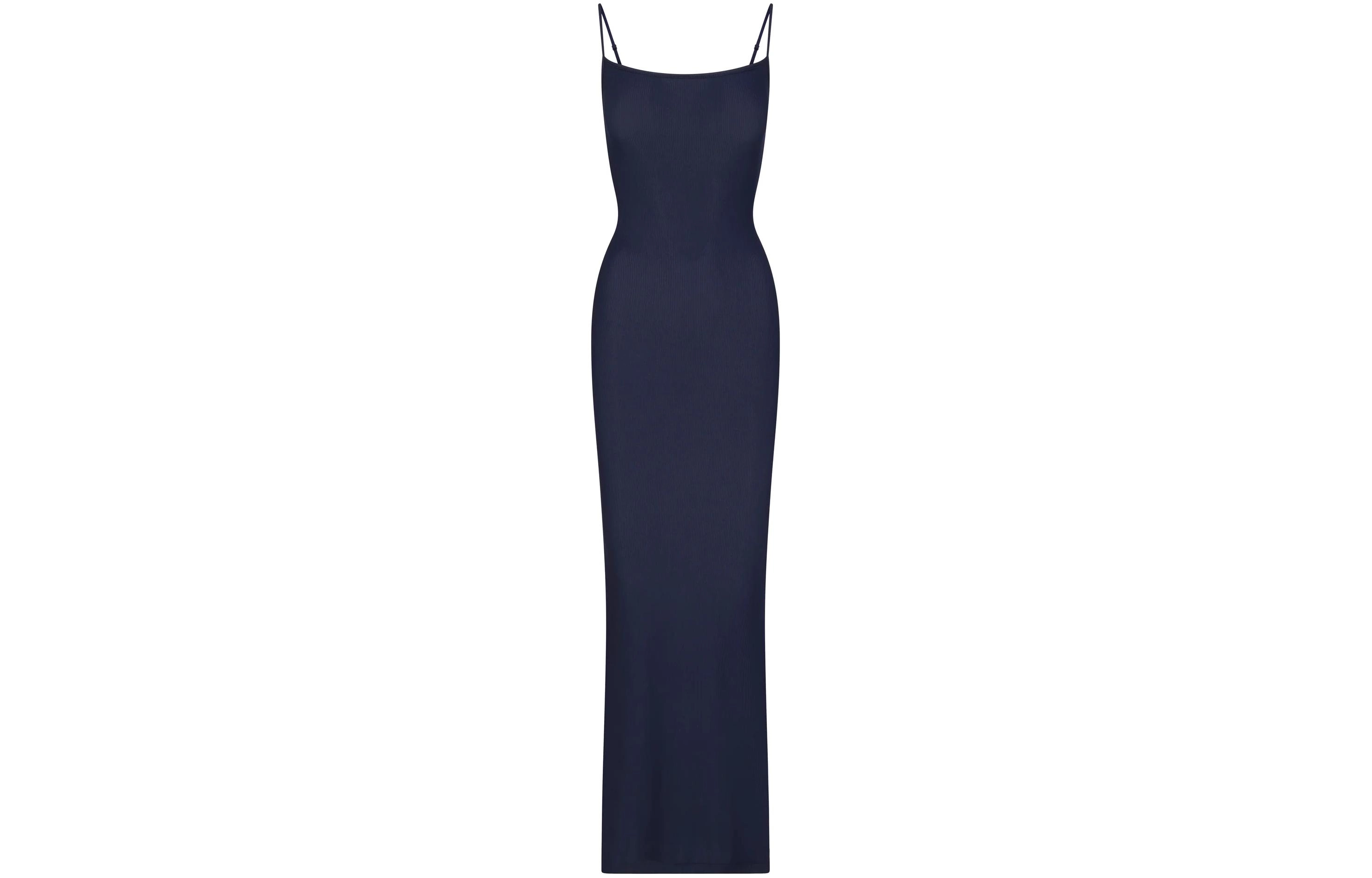 SKIMS SOFT LOUNGE LONG SLIP DRESS NAVY
