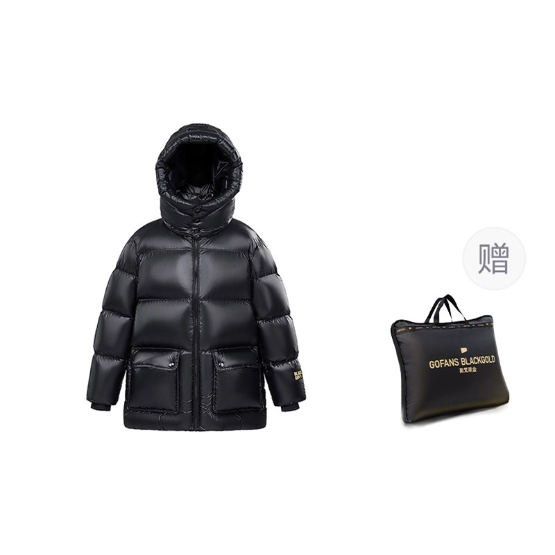 高梵 童装 黑金儿童羽绒服小火山系列 休闲纯色连帽短款长袖羽绒服 男童女童 黑色