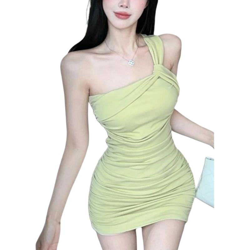 思蓓儿 纯色修身薄款无袖连衣裙 女款 黄色