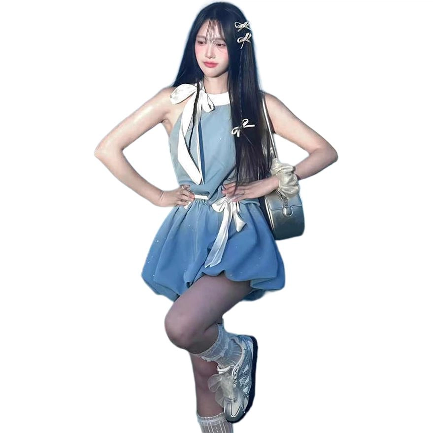 沐晓欣 休闲简约百搭吊带连衣裙 女款