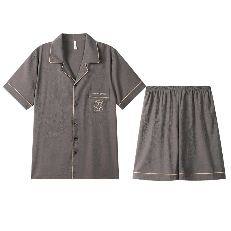 怀尔蔚 翻领开衫短袖舒适薄款家居服睡衣套装 男款