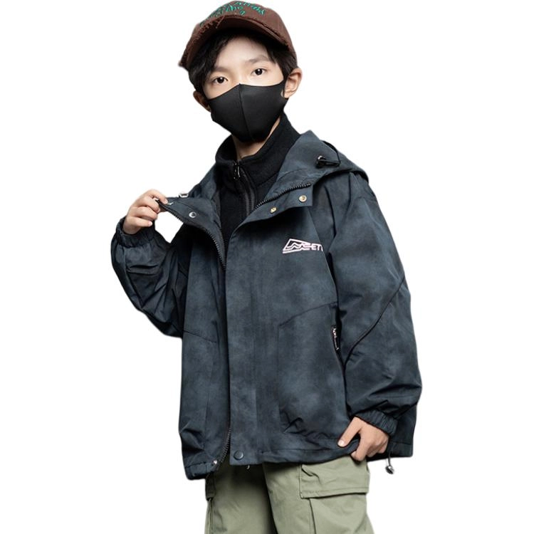 木木屋 舒适亲肤拉链简约连帽长袖夹克外套 青少年