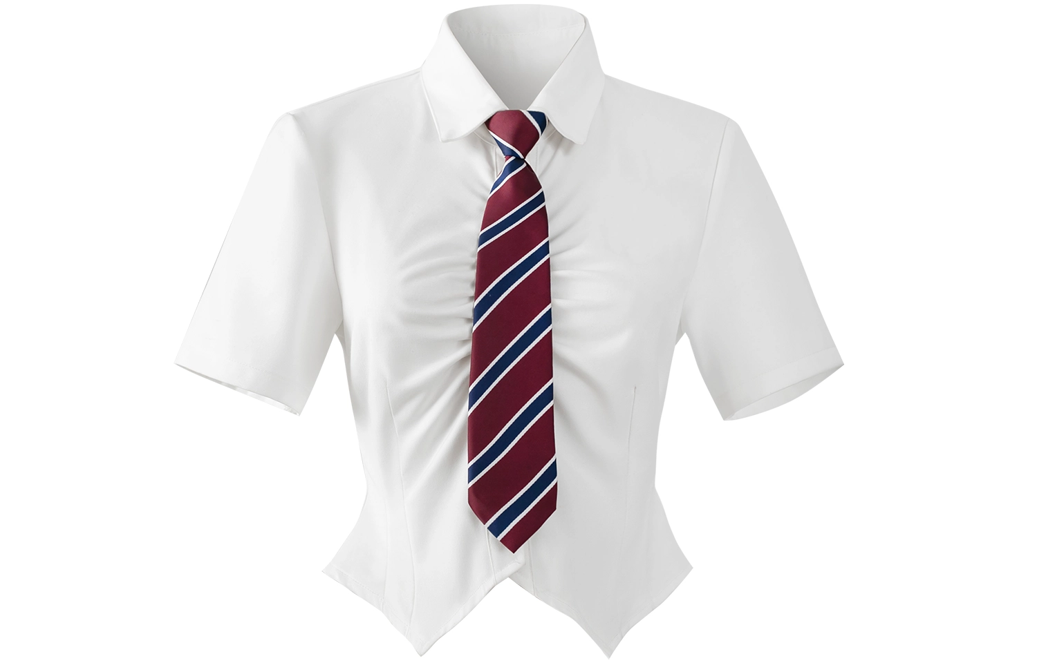 九条喵 撞色领带修身收腰衬衫制服上装 女款 白色