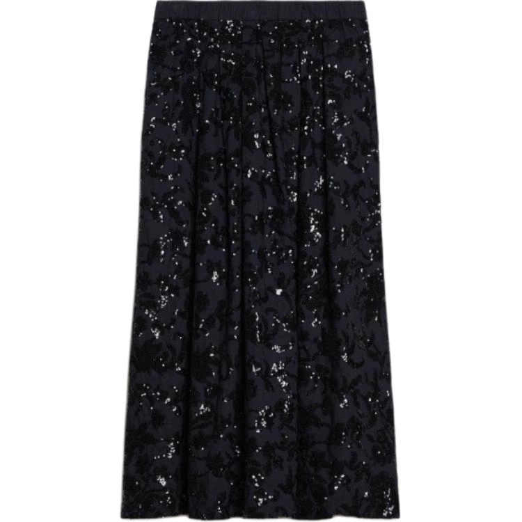 WEEKEND MaxMara Nome Wide Cotton Skirt With Sequins
