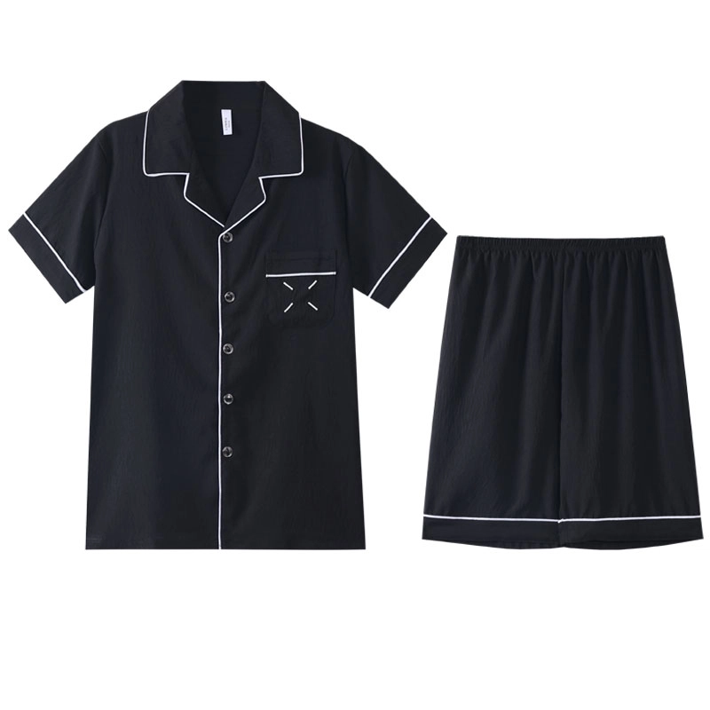 怀尔蔚 翻领短袖可外穿舒适薄款家居服睡衣套装 男款