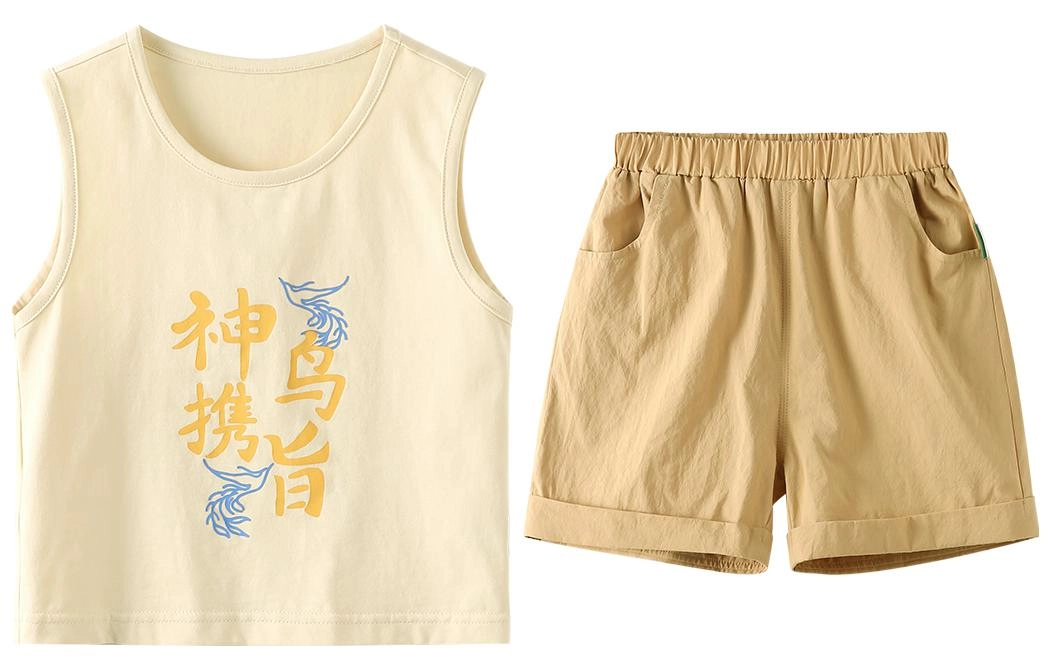 啊咪啦 字母印花无袖休闲运动套装 夏 儿童款