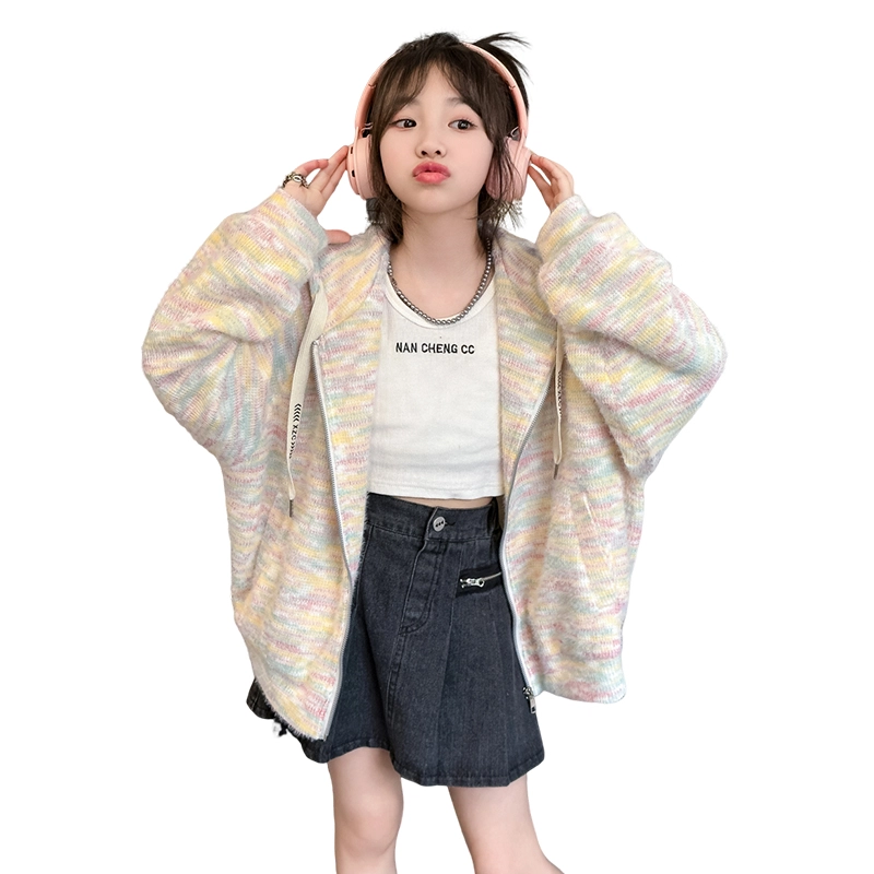 木木屋 舒适连帽拉链夹克外套 彩虹色 青少年