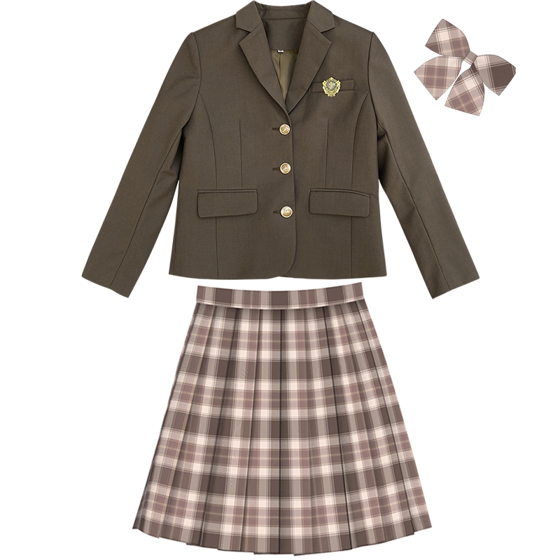 兔半眠 徽章西装外套百褶裙制服套装 女款