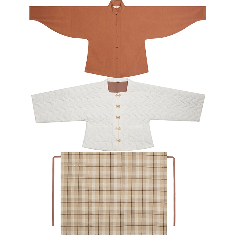 织造司 花生汤圆 方领半臂棉服汉元素立领宋旋裙日常原创明制汉服 女款 橘色