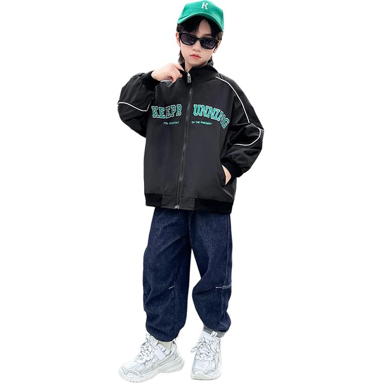 木木屋 复古运动立领侧边条纹舒适柔软轻盈夹克外套 儿童款