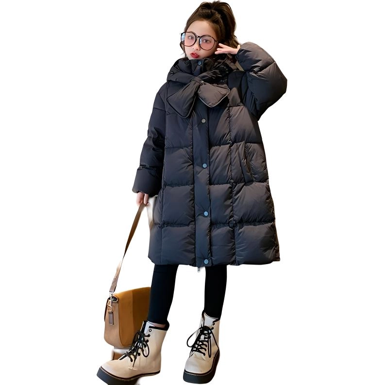 木木屋 连帽洋气纯色休闲长袖羽绒服 黑色 青少年
