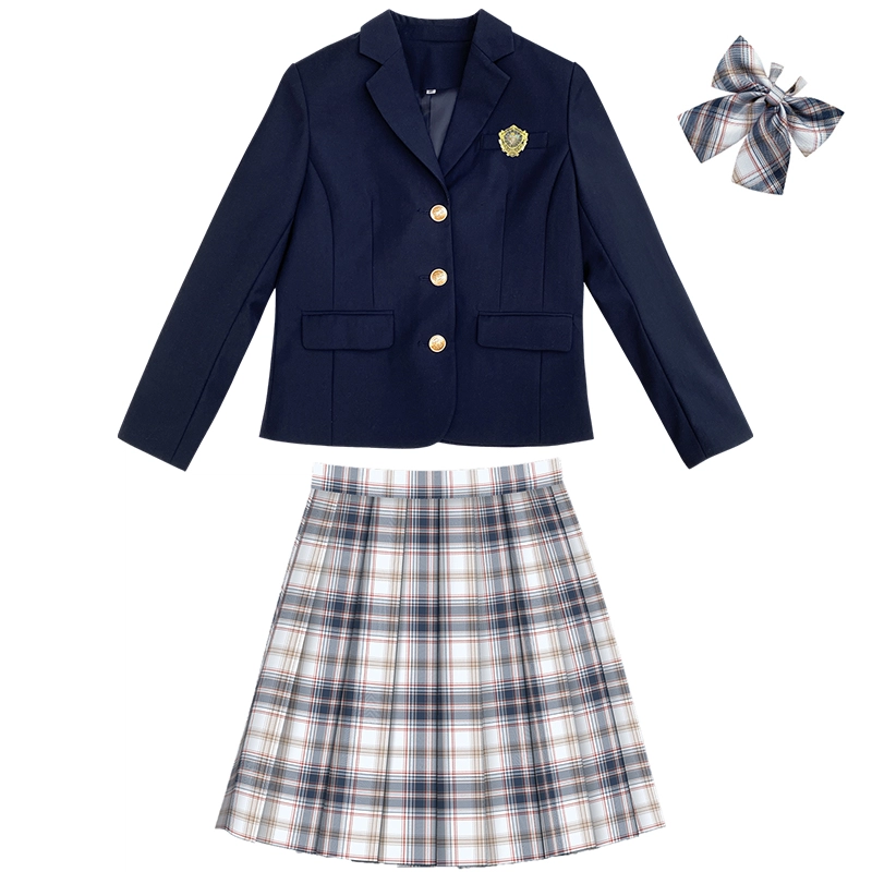兔半眠 徽章西装外套百褶裙制服套装 女款