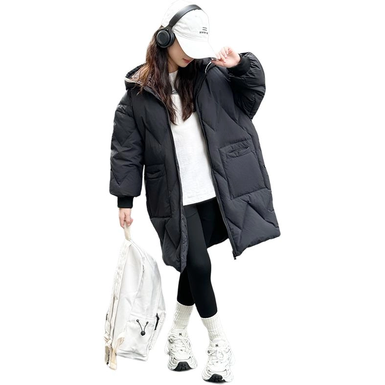 木木屋 连帽洋气休闲纯色长袖羽绒服 青少年