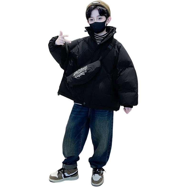 木木屋 时尚洋气立领插肩纯色长袖羽绒服 青少年