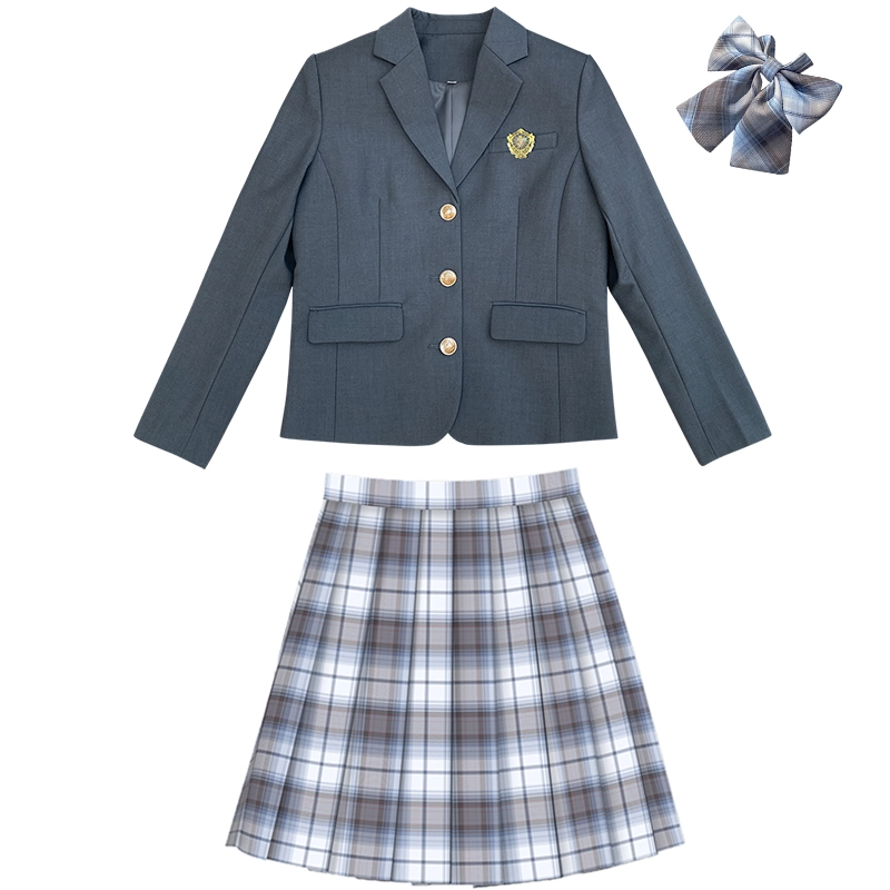 兔半眠 徽章西装外套百褶裙制服套装 女款