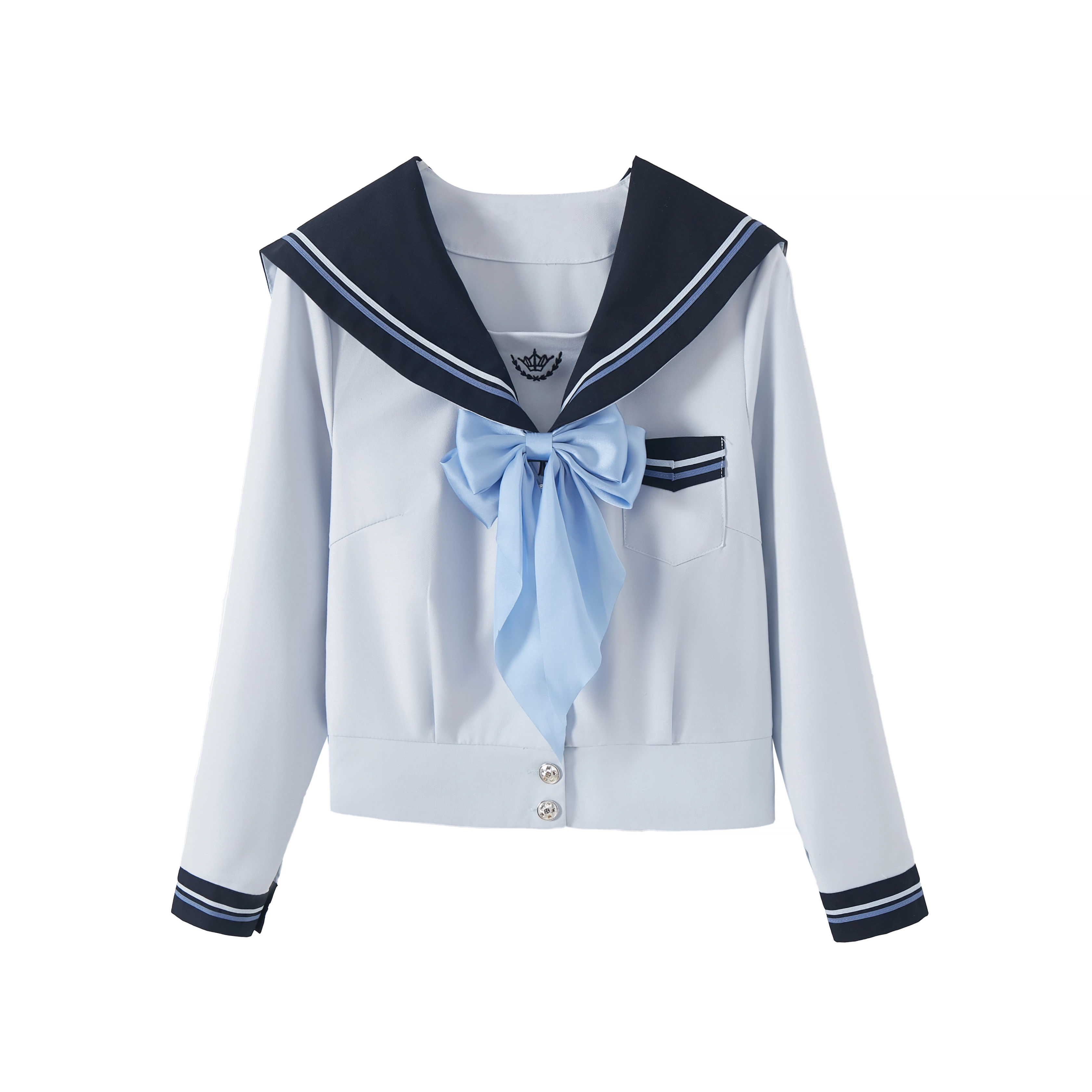 花山家的猫 海军领长袖水手服上衣百褶裙配领结制服 女款
