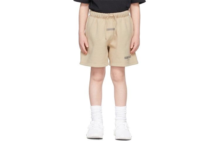 Fear of God Essentials FW21 Kids BeigeLinen Sweat Shorts Logo