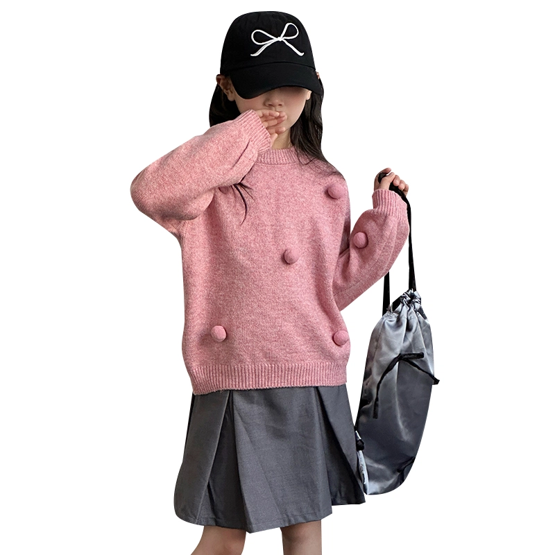 木木屋 舒适圆领落肩毛衣 粉色 青少年