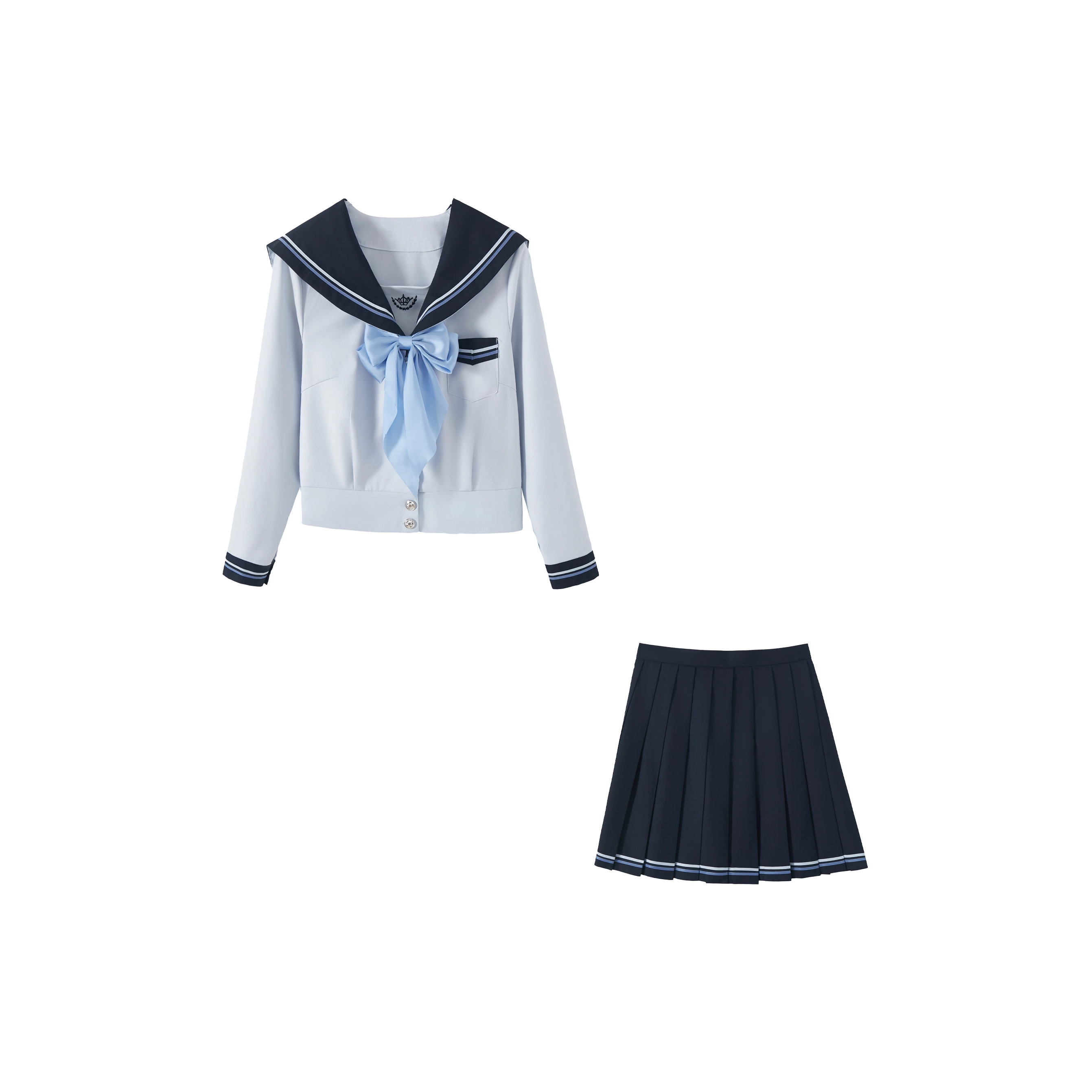花山家的猫 海军领长袖水手服上衣百褶裙配领结制服 女款