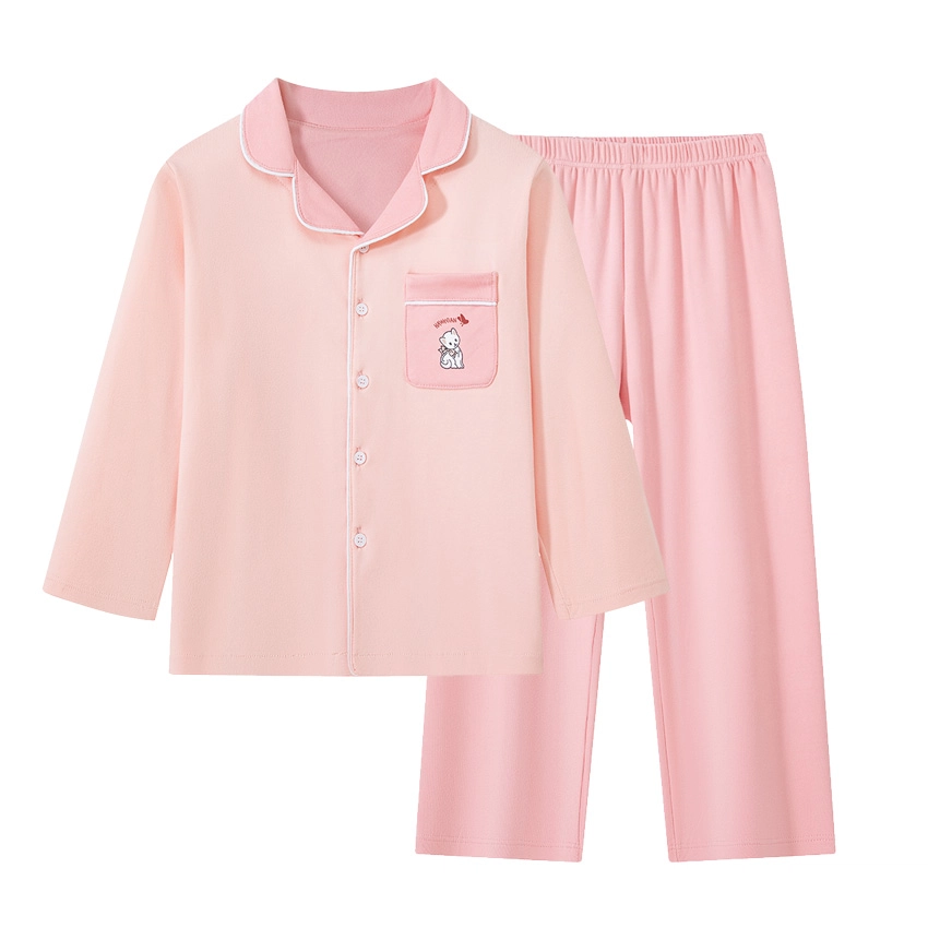 顶瓜瓜家居服 翻领舒适柔软 浅粉撞深粉青少年