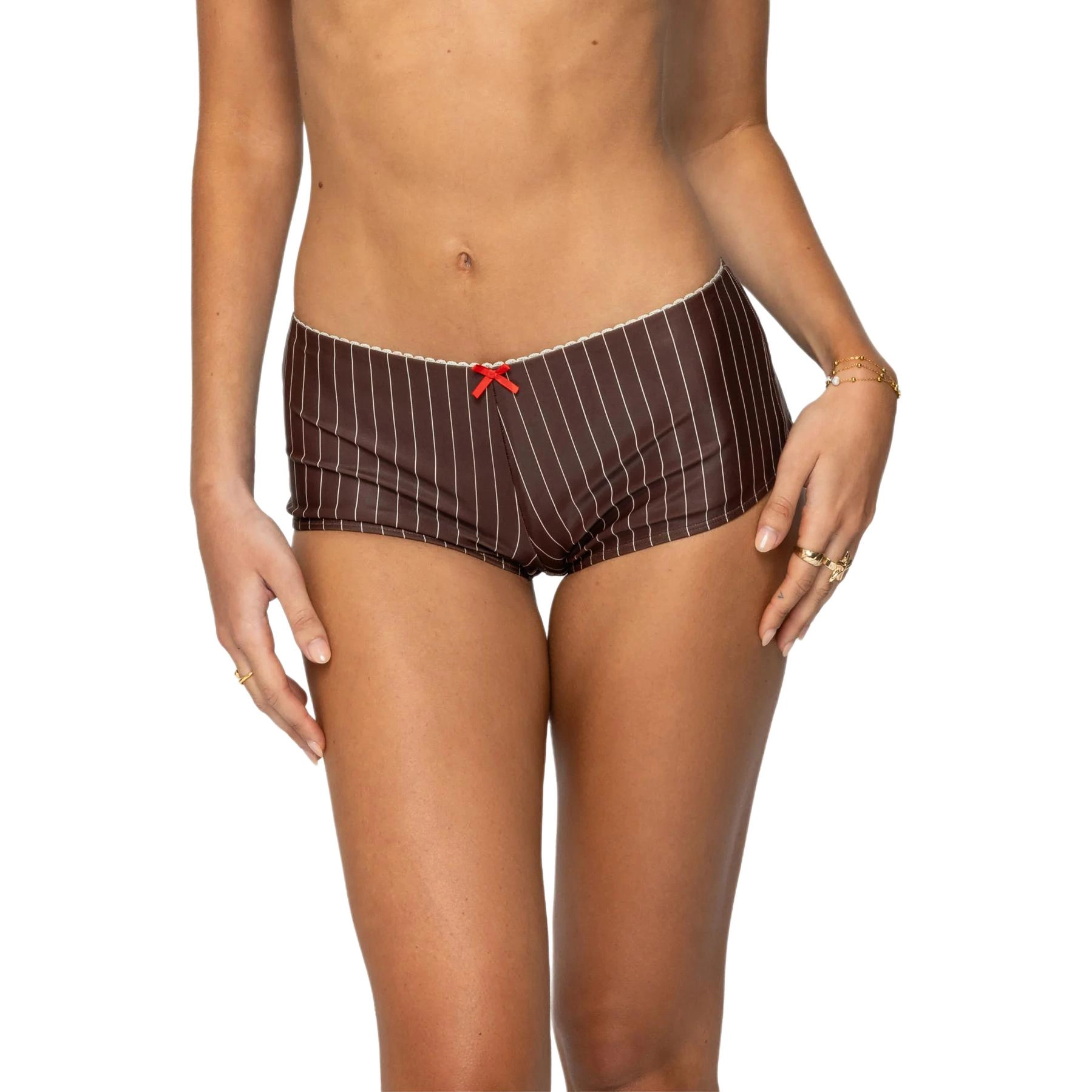 edikted Pinstripe Boyshort Bikini Bottom 1