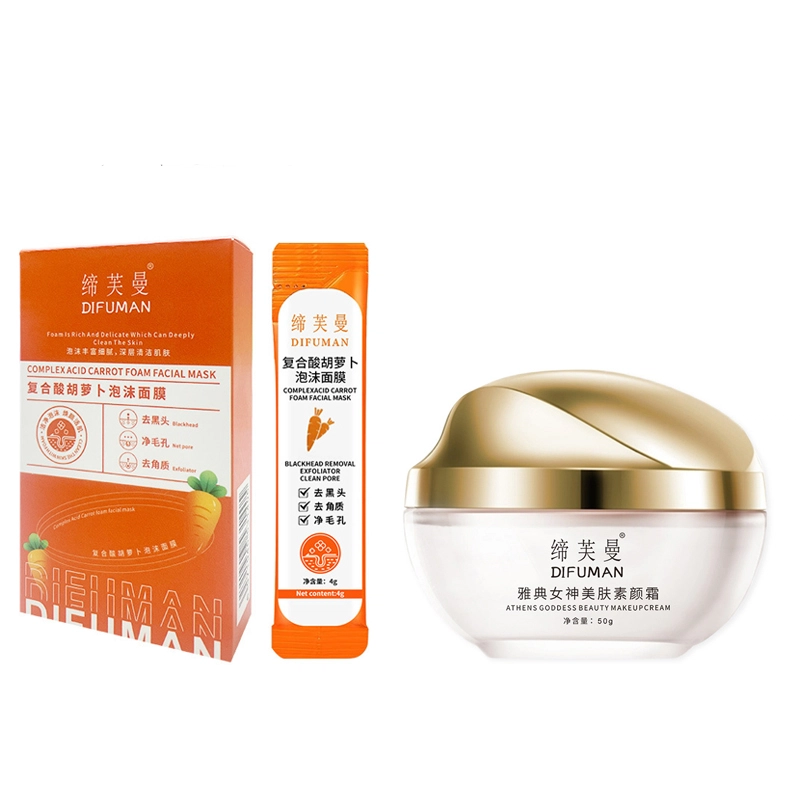 缔芙曼 复合酸萝卜泡沫面膜 素颜霜护肤套装 保湿补水