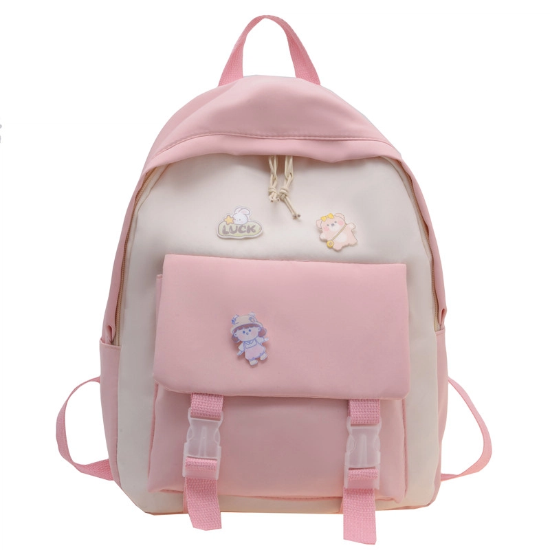 芭菲尼 日系小清新高颜值女生 尼龙 双肩包 儿童款 粉红色/黑色/绿色/蓝色