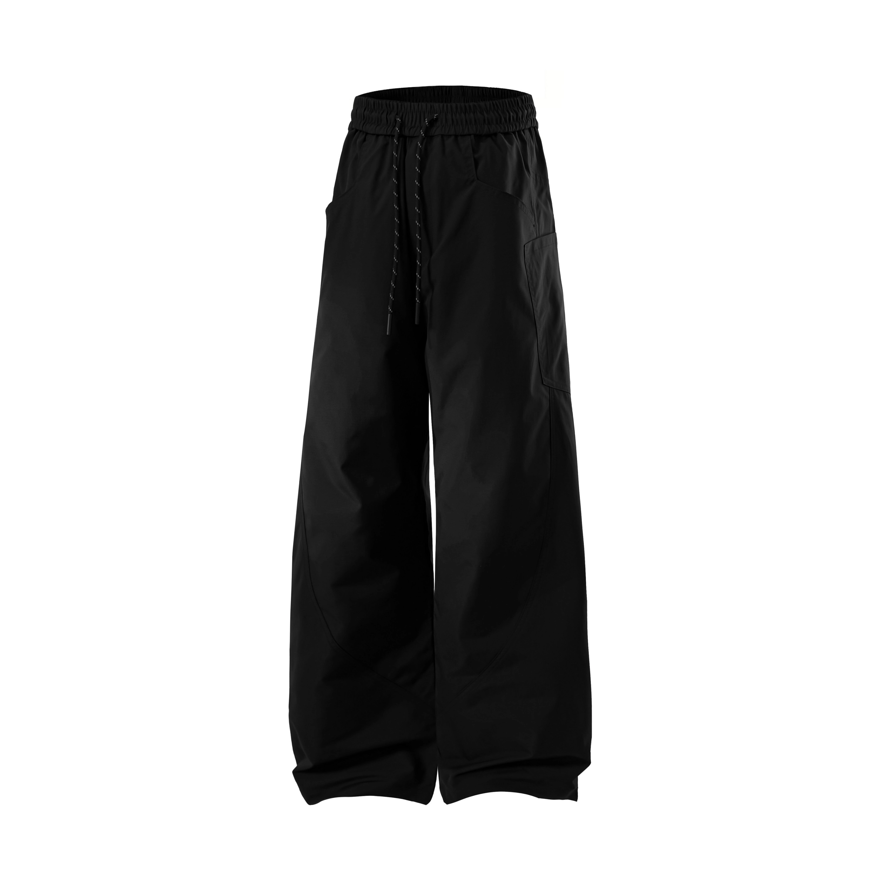 帝狼牛 美式复古简约纯色侧边拼接多口袋宽松拖地直筒户外百搭系带休闲裤 男女同款