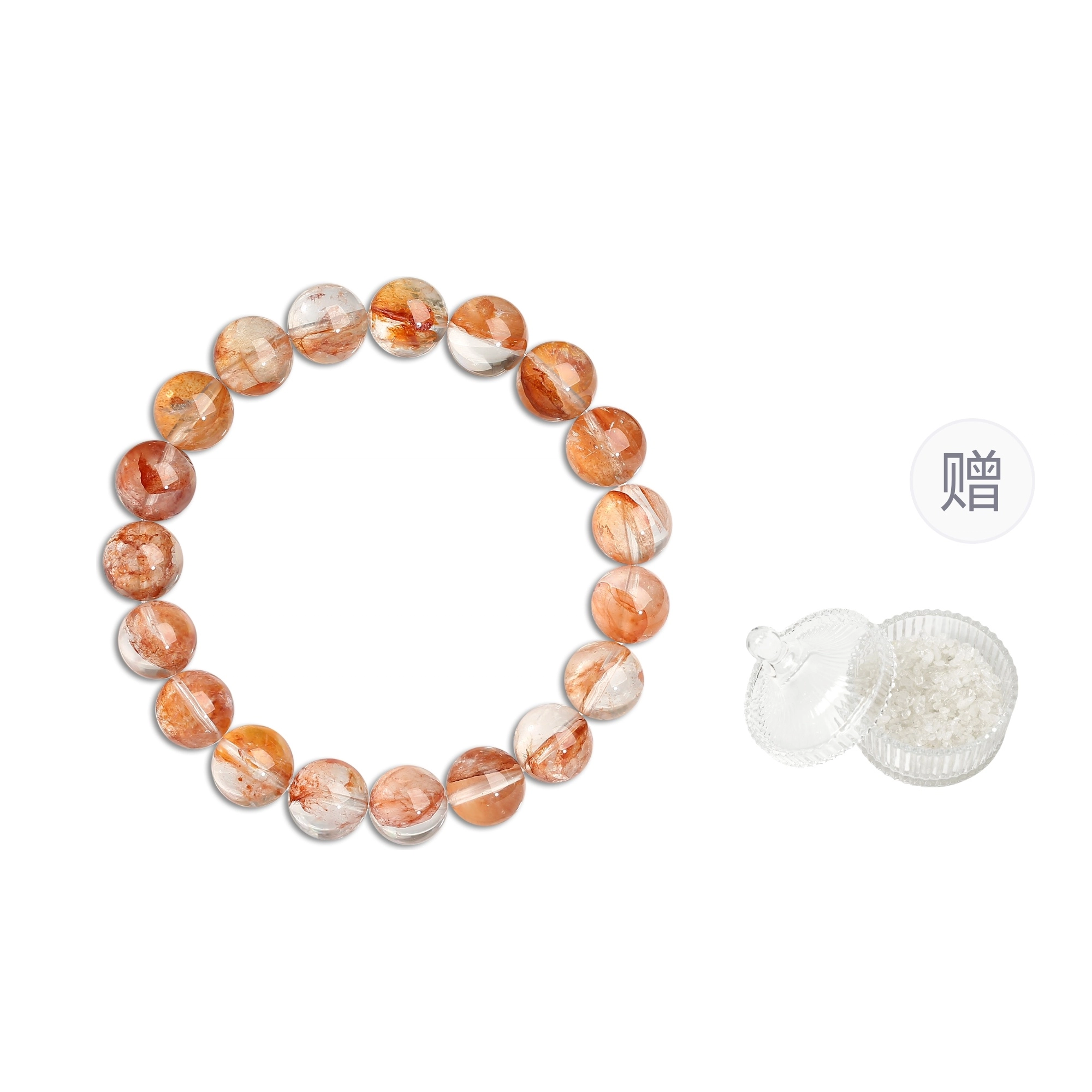 【招财进宝】 浮笙梦 月落星沉 橙子汽水糖纸芬达橙轻奢高级感火土能量磁场事业顺利百搭款手饰#好运天然 红胶花 水晶手串 男女同款情侣款