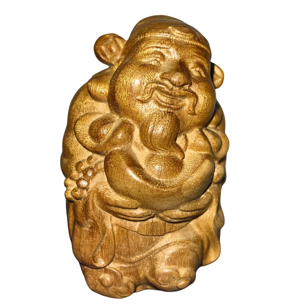 仙作美 假一赔万（财神爷）金丝楠小叶桢楠手把件整木雕刻#好运 楠木 木作摆件 男女同款情侣款