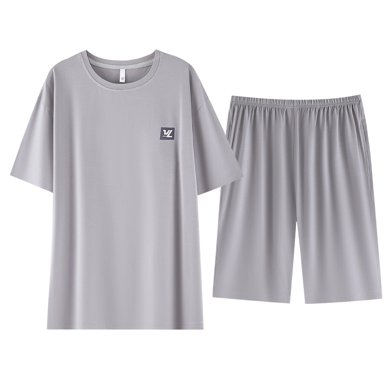 睦隆世家 莫代尔短袖短裤薄款大码冰丝凉感夏款家居服睡衣套装 男款